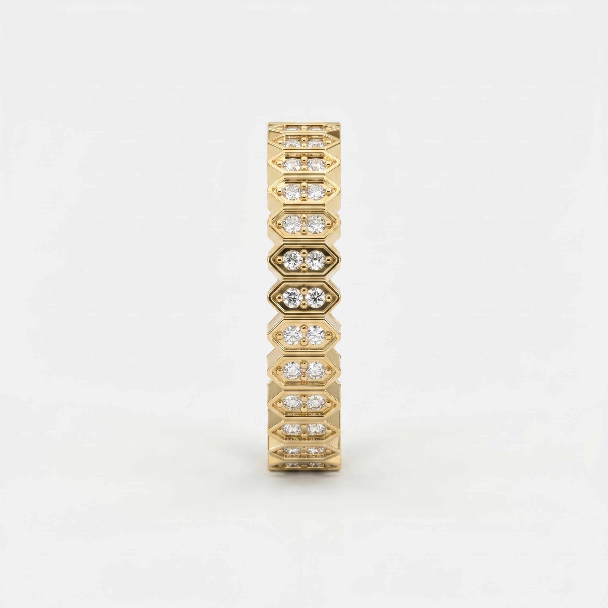 Marquise Motif Round Diamond Wedding Band