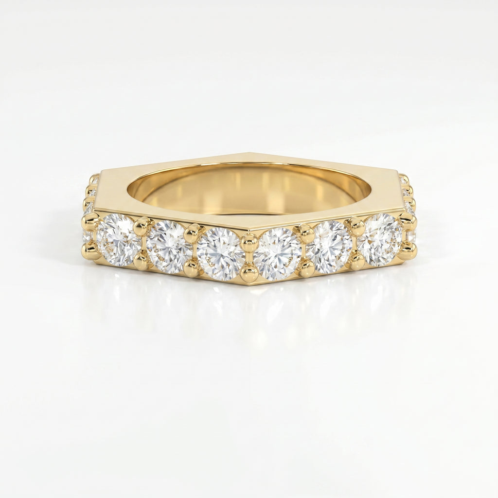Forever Edge Unique Geometric Round Diamond  Band
