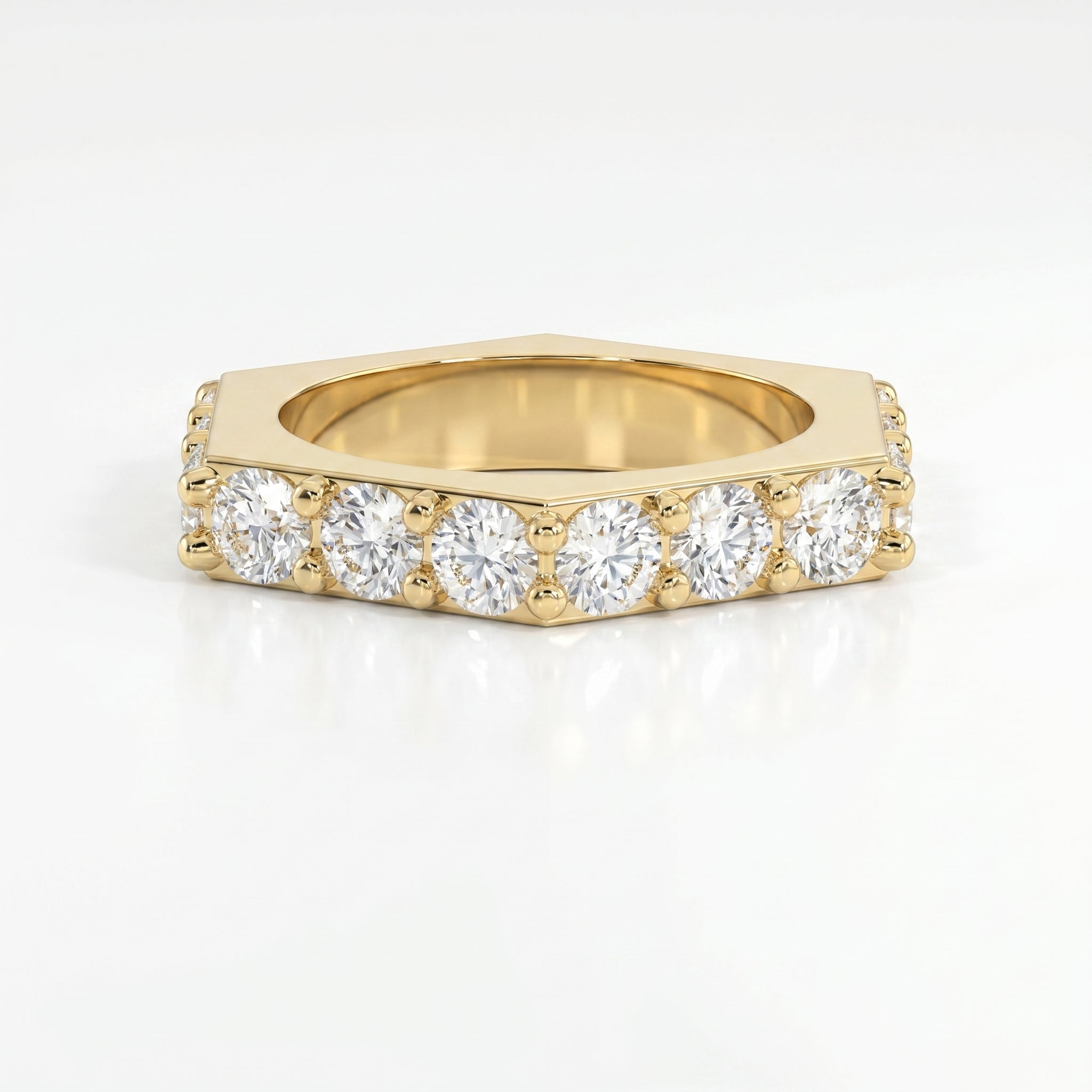 Forever Edge Unique Geometric Round Diamond  Band