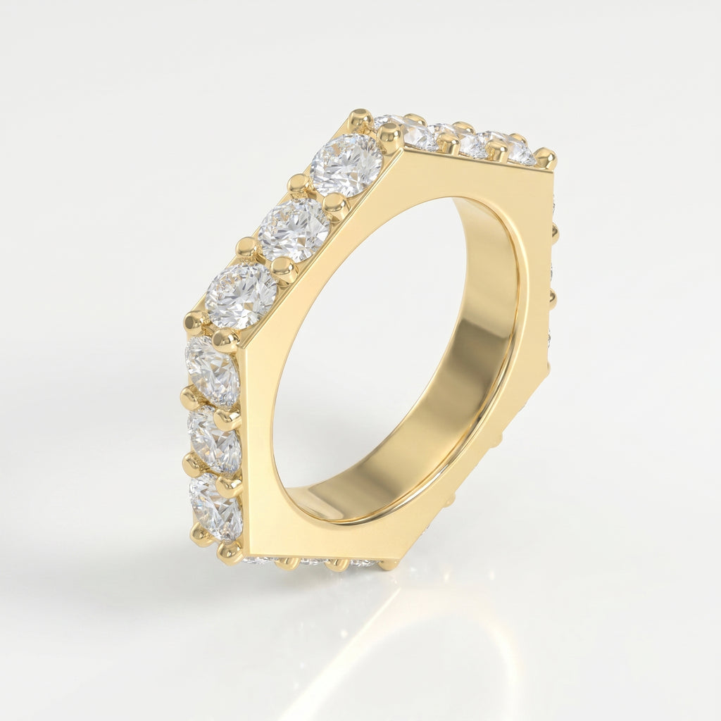 Forever Edge Unique Geometric Round Diamond  Band