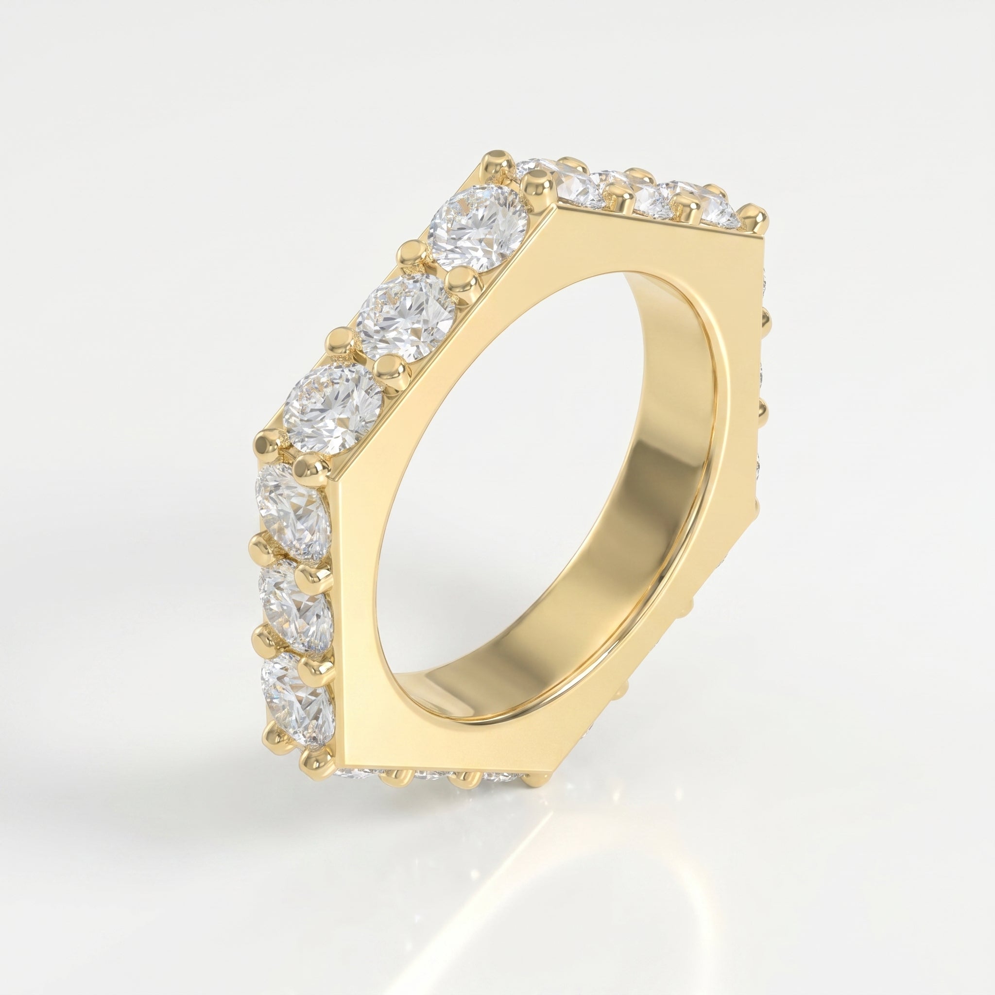 Forever Edge Unique Geometric Round Diamond  Band
