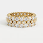 Wide Multi Row Round Brilliant Cut Diamond Band