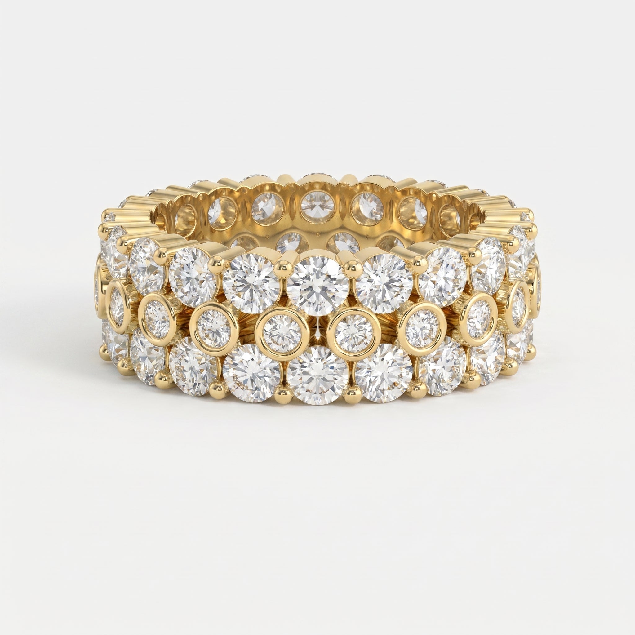 Wide Multi Row Round Brilliant Cut Diamond Band
