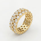 Wide Multi Row Round Brilliant Cut Diamond Band