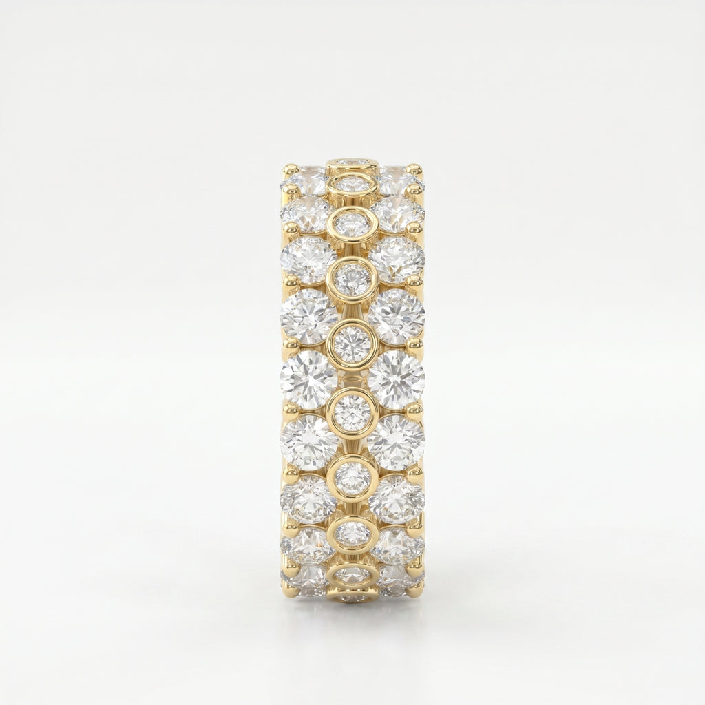 Wide Multi Row Round Brilliant Cut Diamond Band