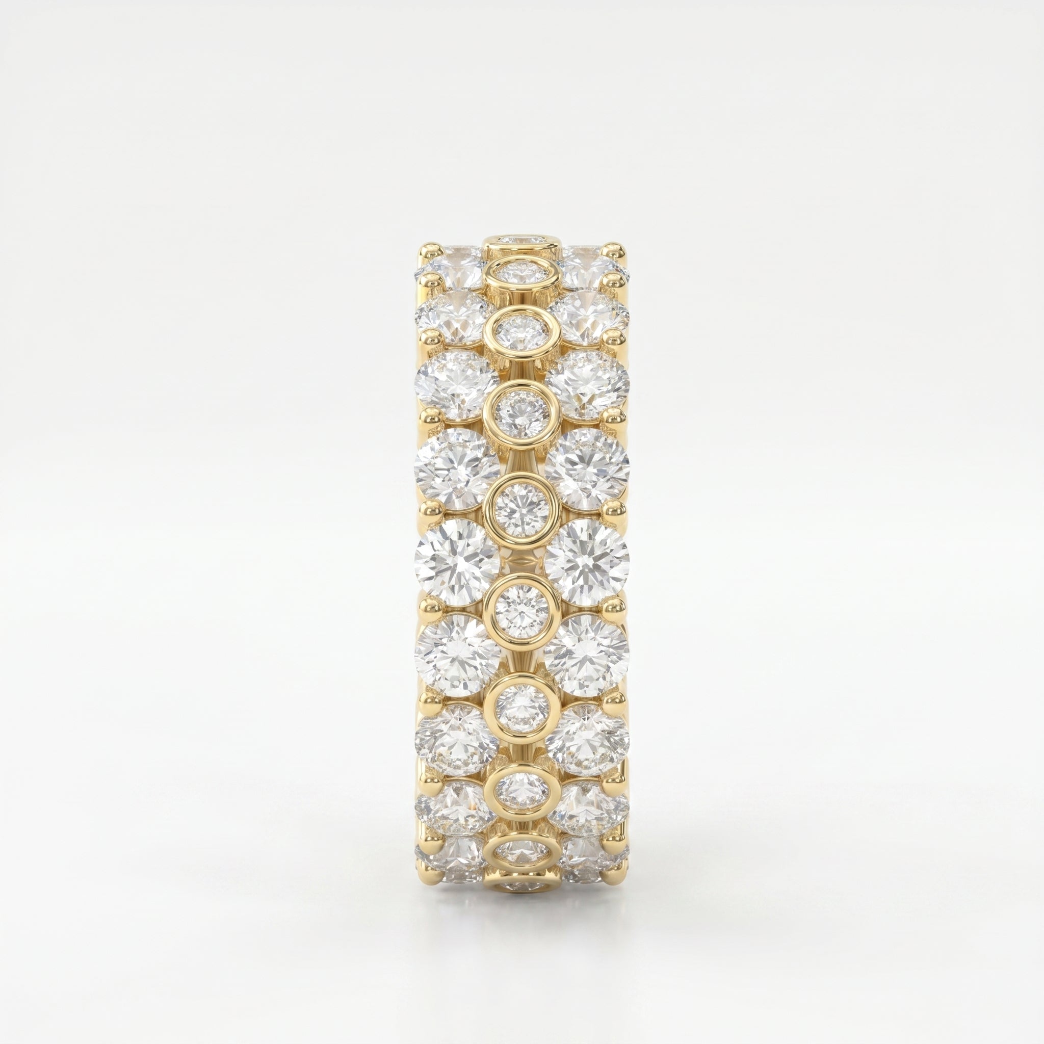 Wide Multi Row Round Brilliant Cut Diamond Band