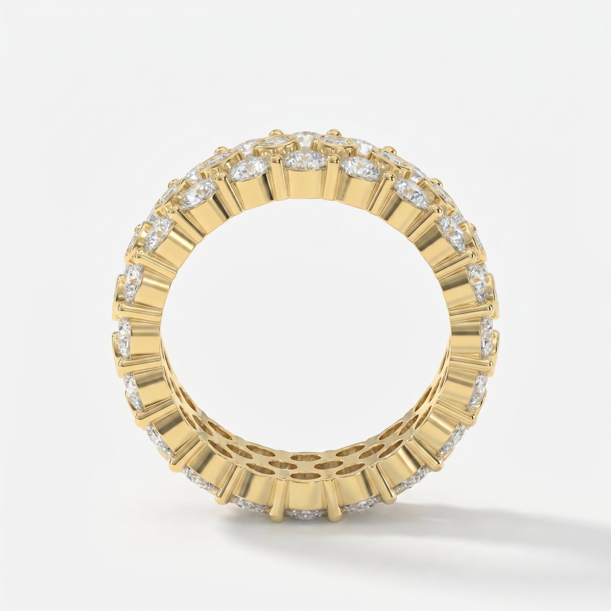 Wide Multi Row Round Brilliant Cut Diamond Band