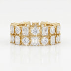 Uniqe Statement Wide Round & Emerald Diamond Band