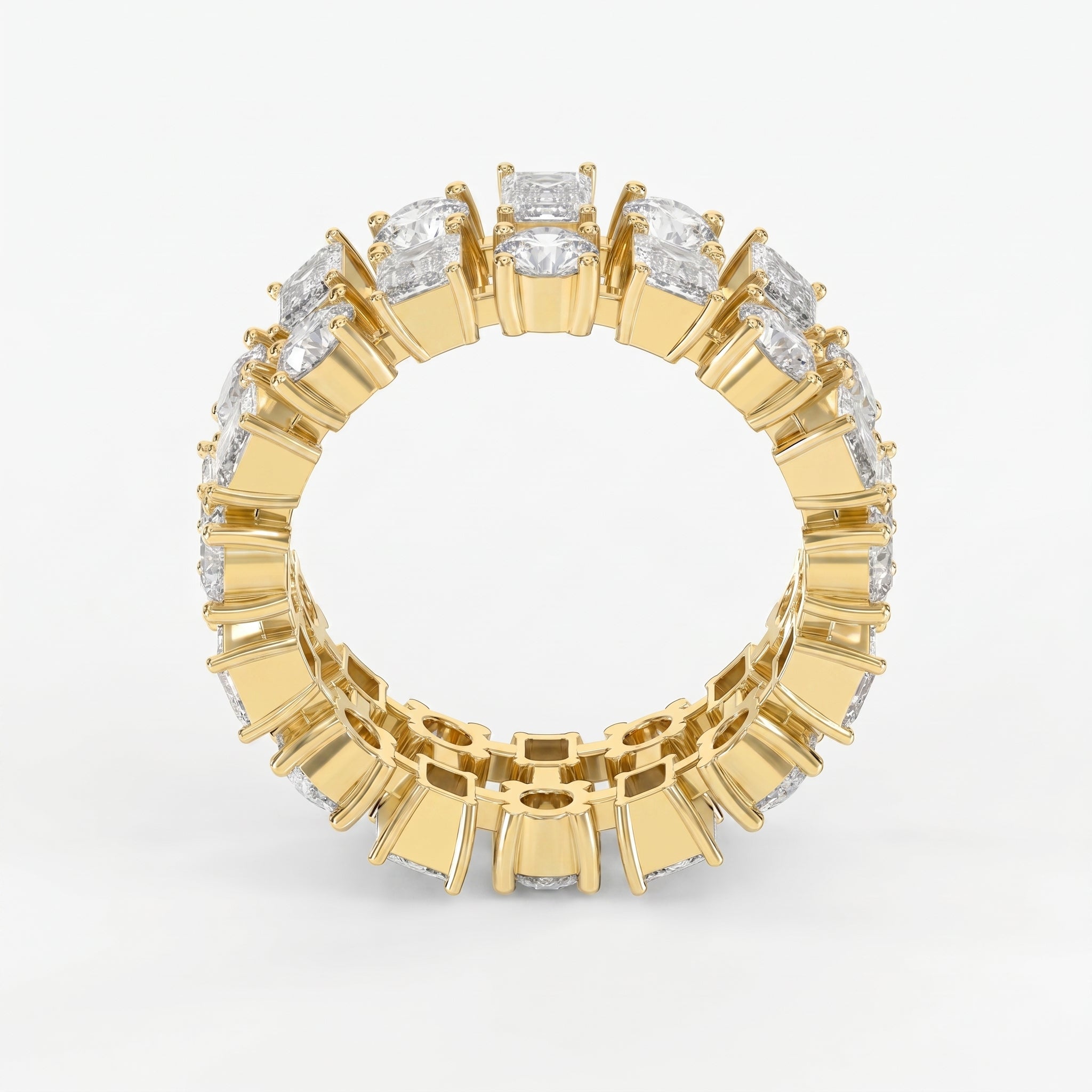 Uniqe Statement Wide Round & Emerald Diamond Band