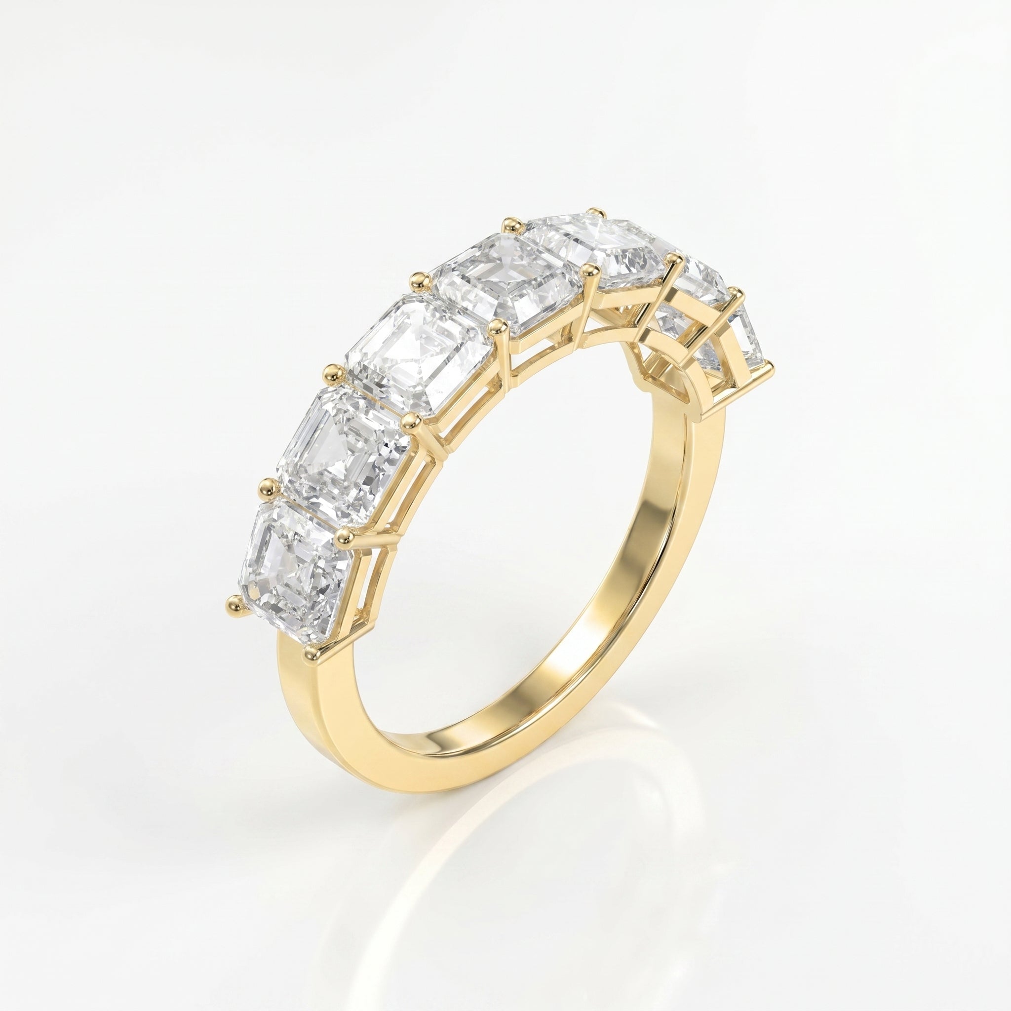 Luxury Ascher Cut Half Diamond Band