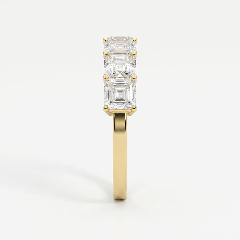 Luxury Ascher Cut Half Diamond Band