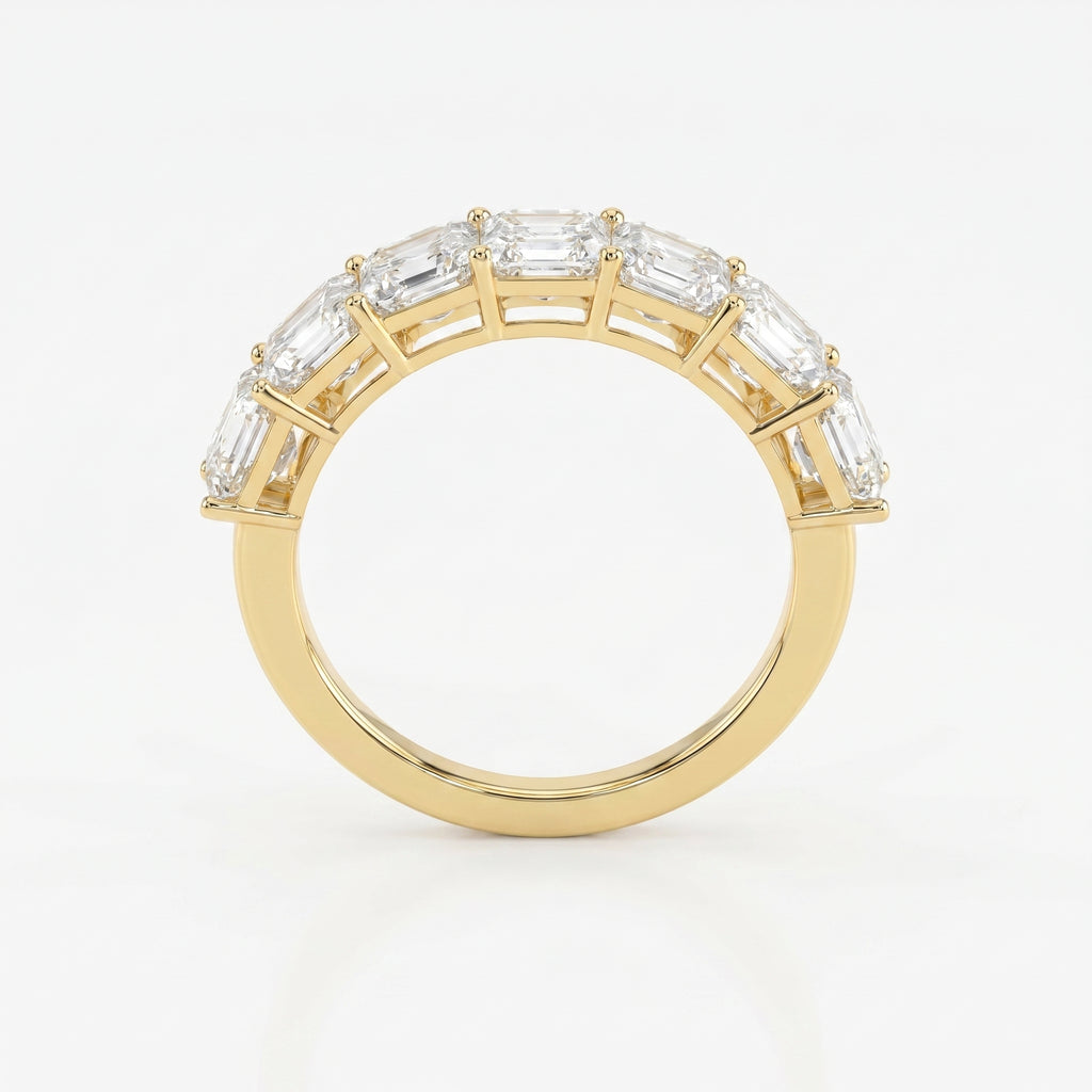 Luxury Ascher Cut Half Diamond Band