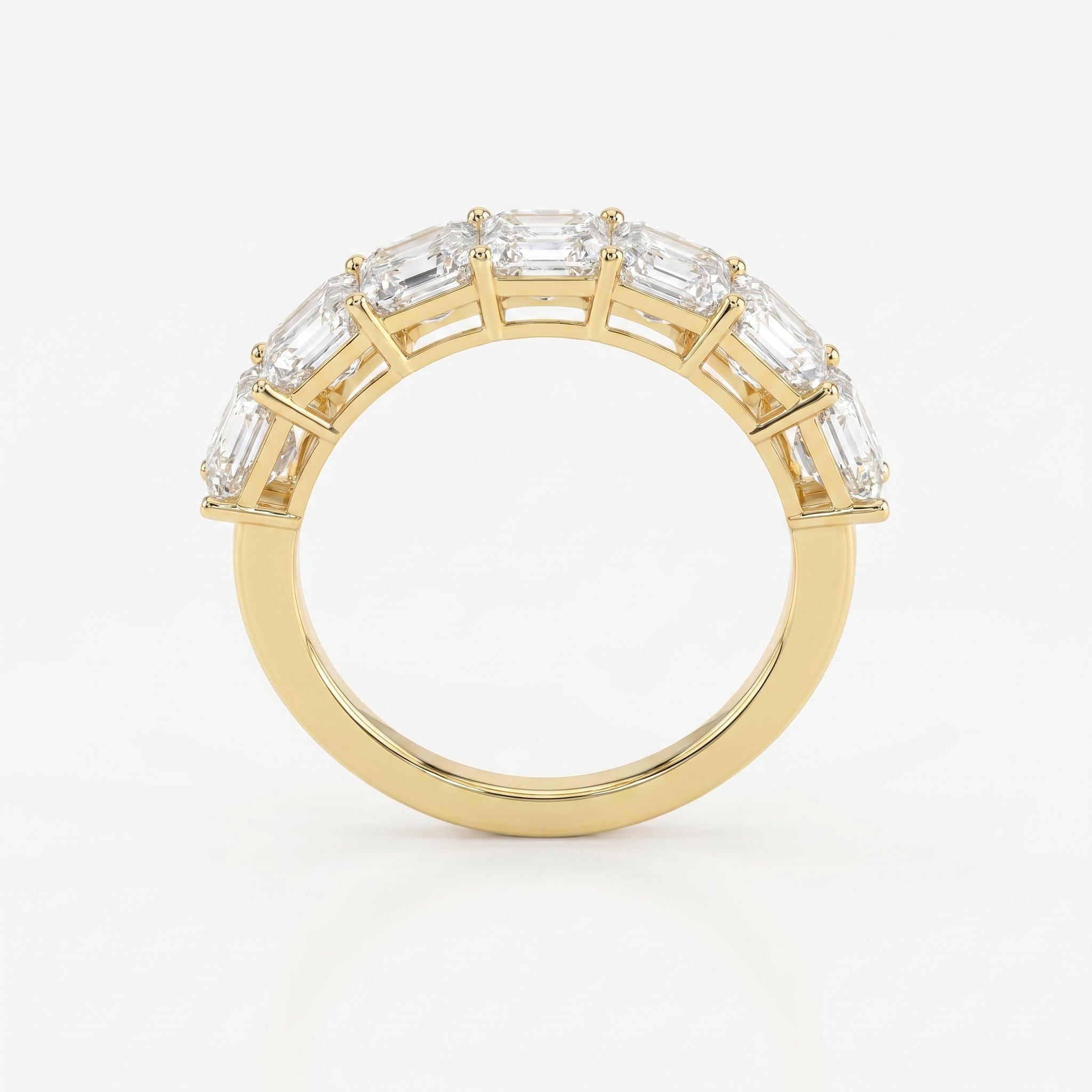 Luxury Ascher Cut Half Diamond Band