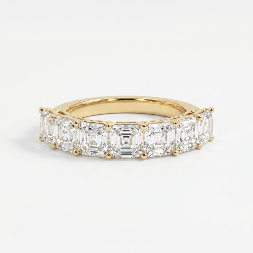 Luxury Ascher Cut Half Diamond Band