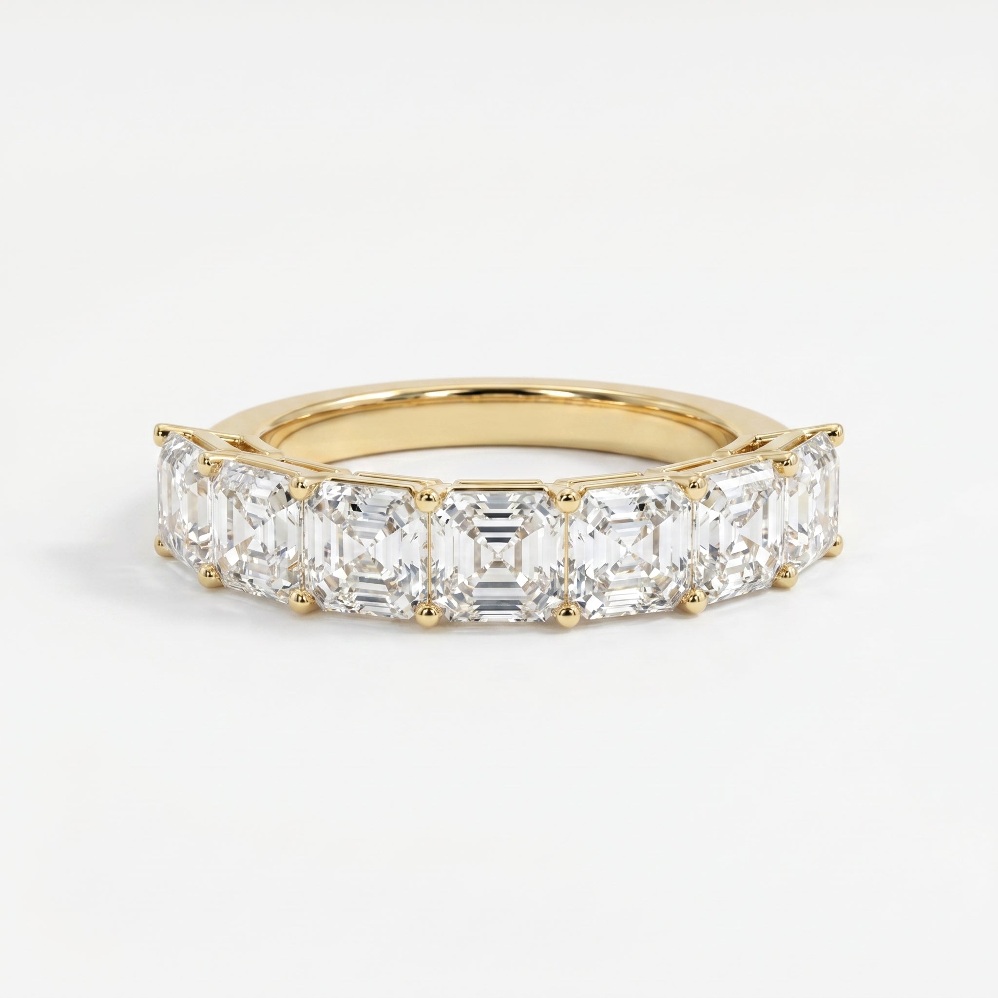 Luxury Ascher Cut Half Diamond Band