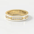 Round Diamond With White Enamel Band