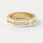 Round Diamond With White Enamel Band