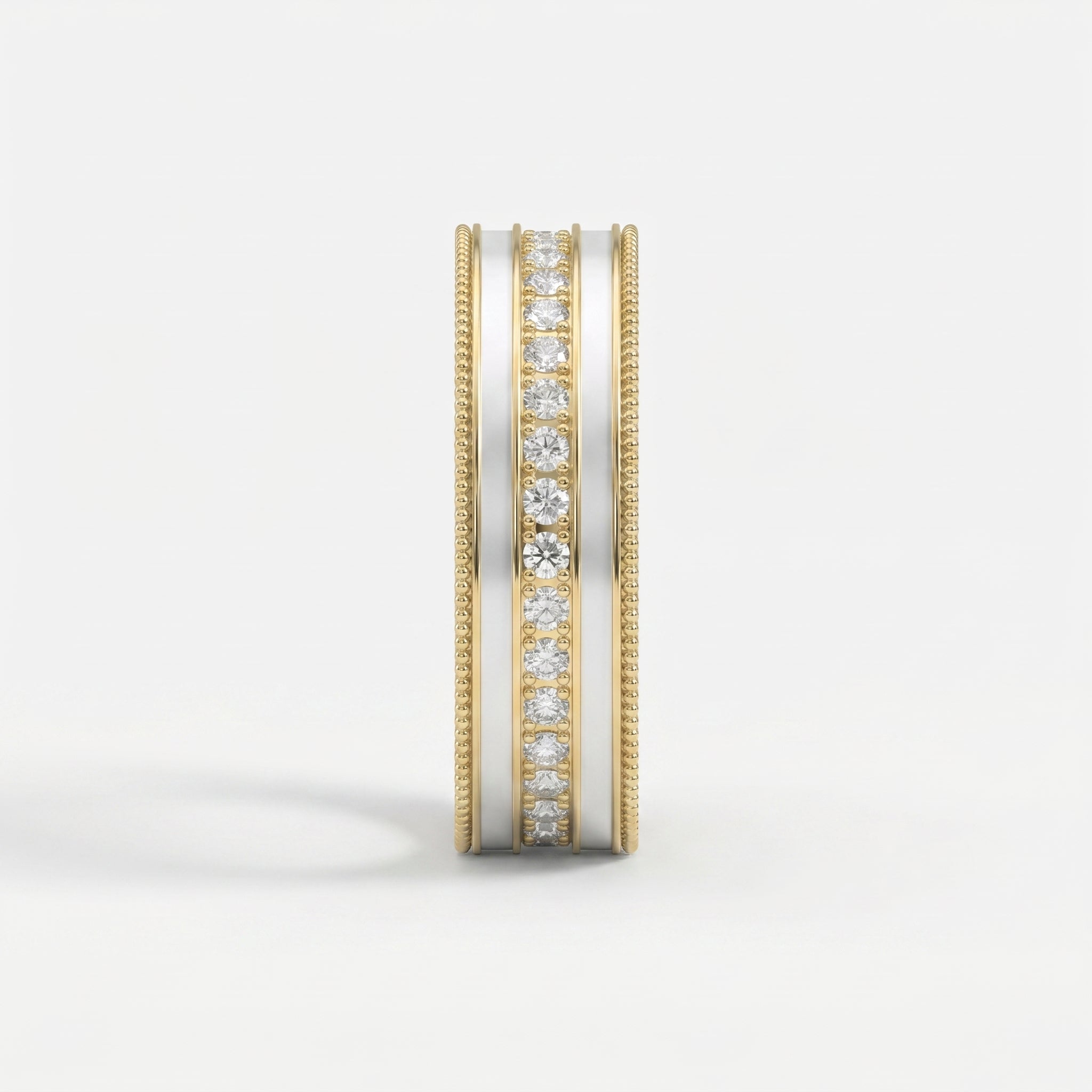 Half Carat Round Diamond With White Enamel Band