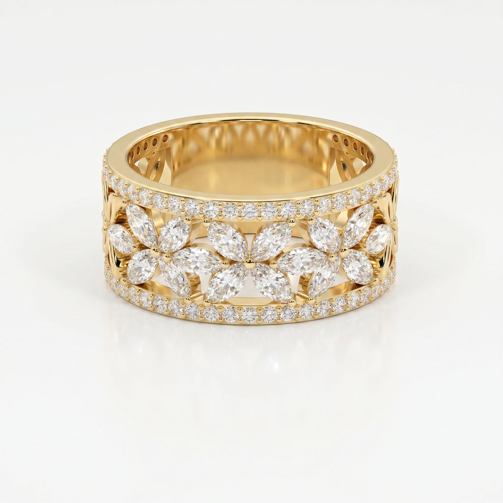 Crafted Round & Marquise cut Diamond Band
