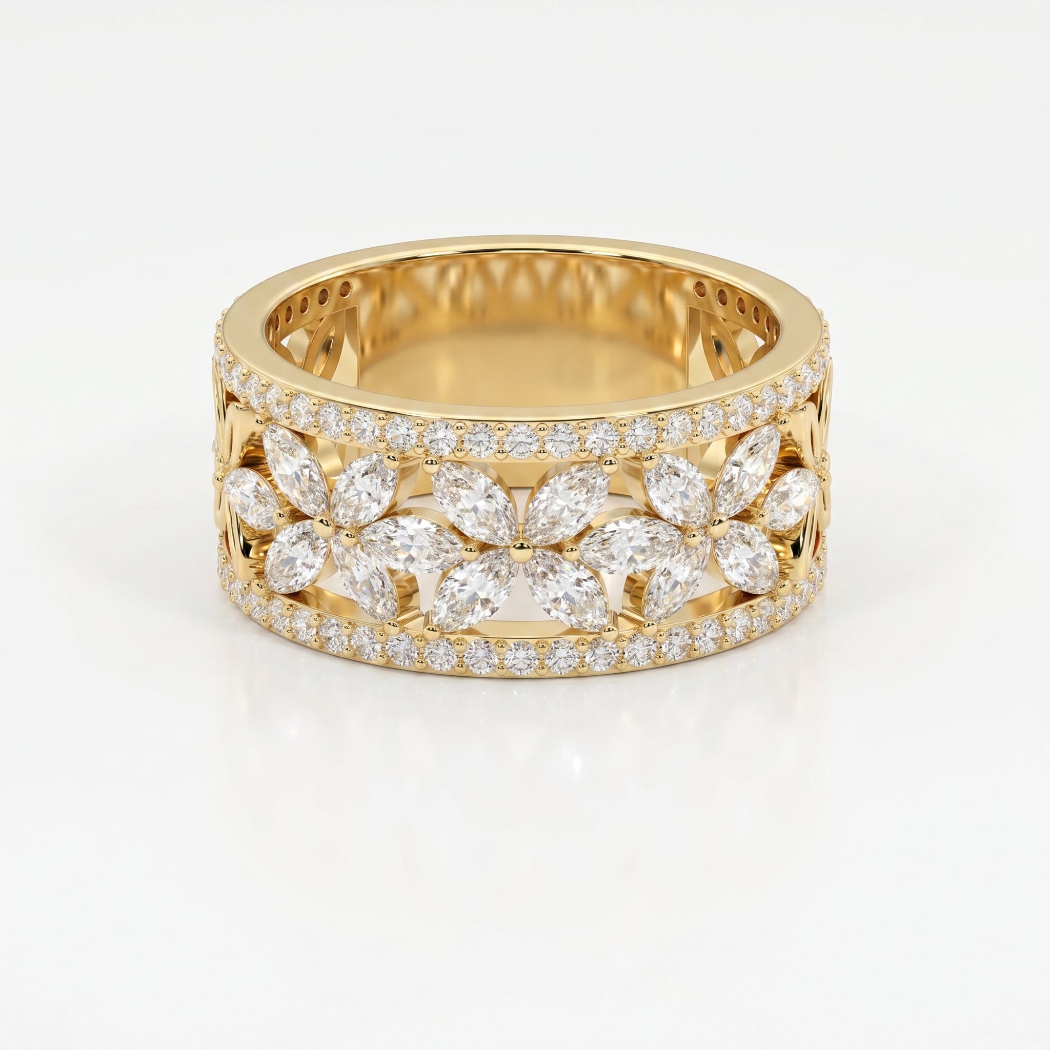 Crafted Round & Marquise cut Diamond Band