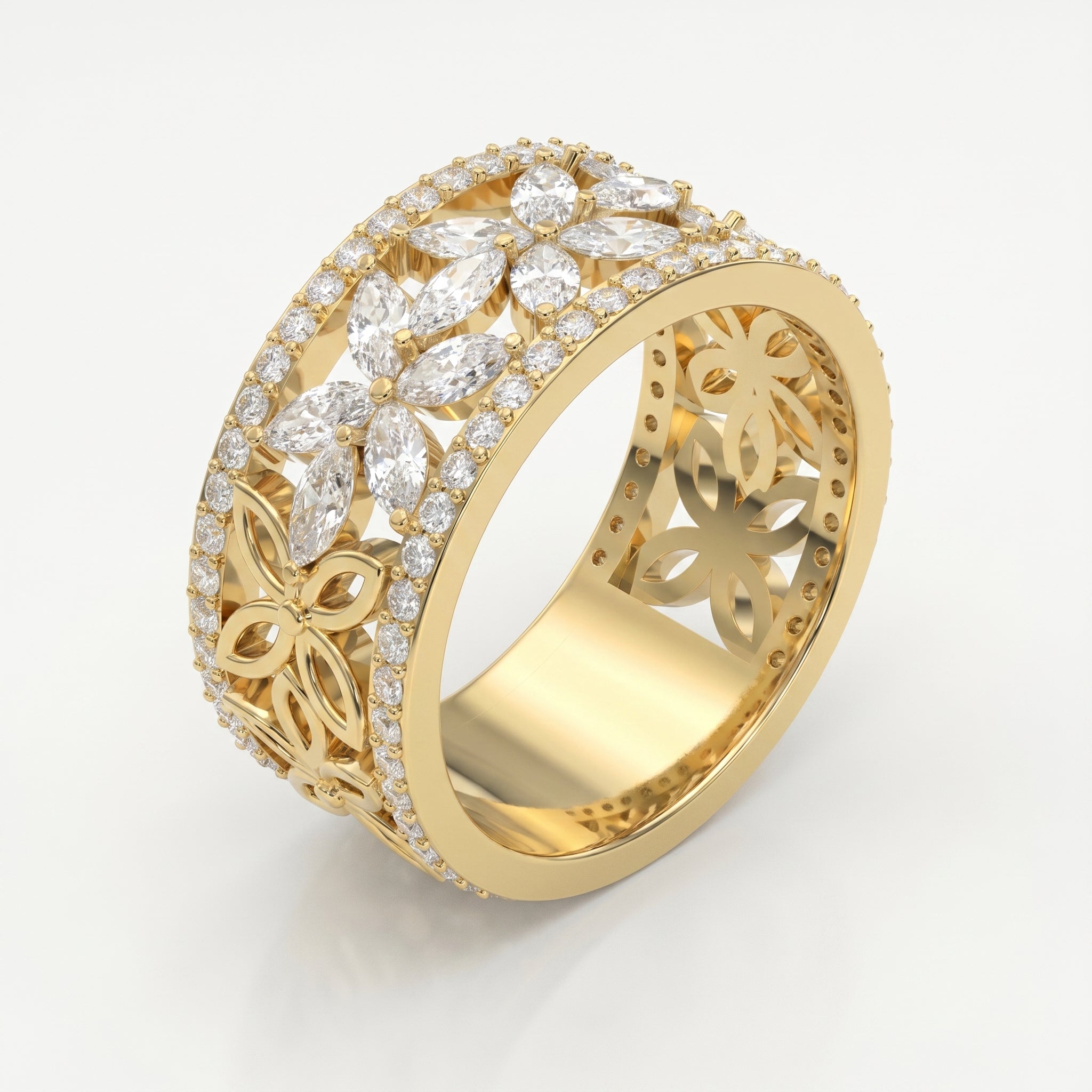 Crafted Round & Marquise cut Diamond Band