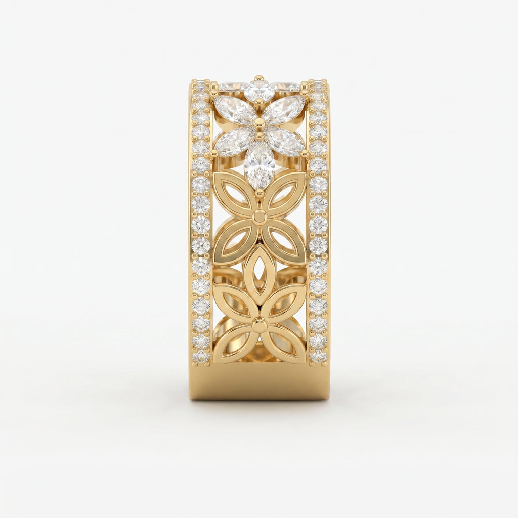 Crafted Round & Marquise cut Diamond Band