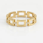 Square Link Dainty Round Diamond Wedding Band