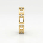 Square Link Dainty Round Diamond Wedding Band