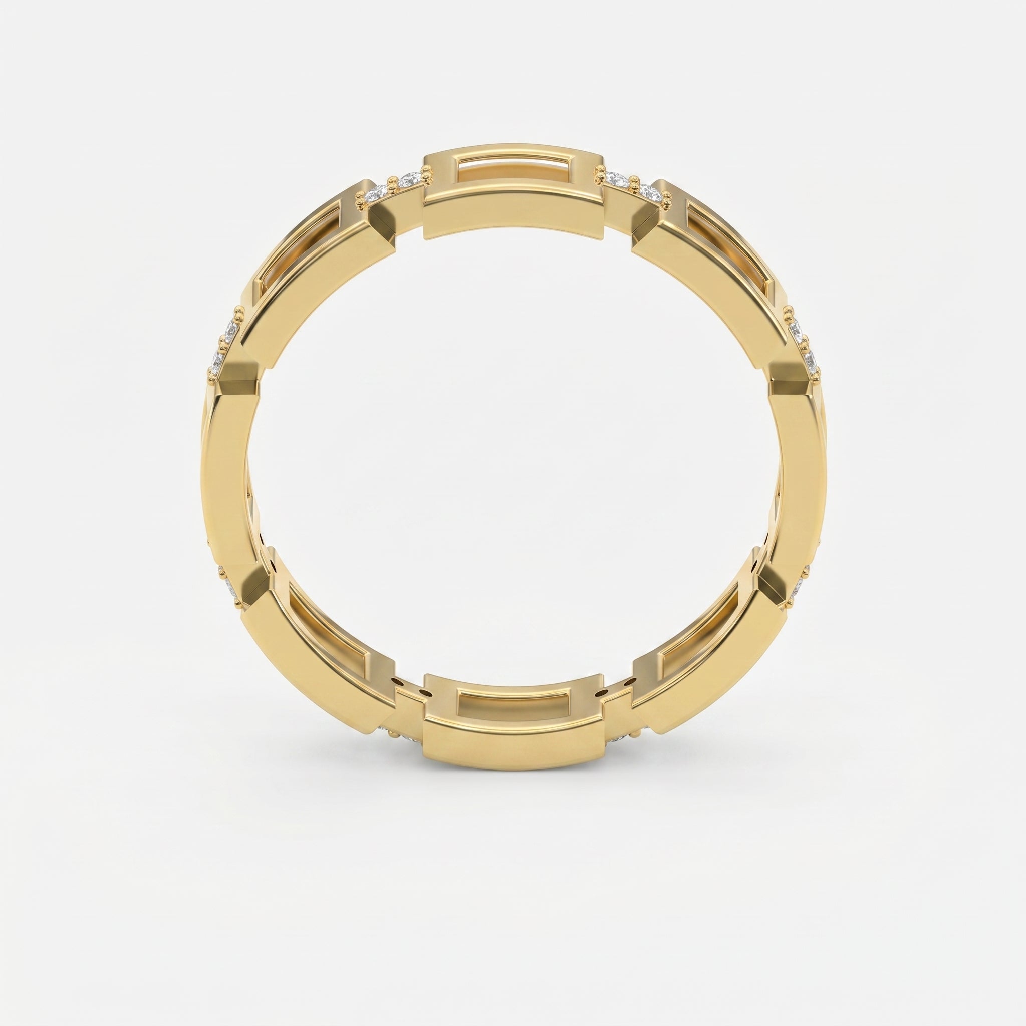 Square Link Dainty Round Diamond Wedding Band
