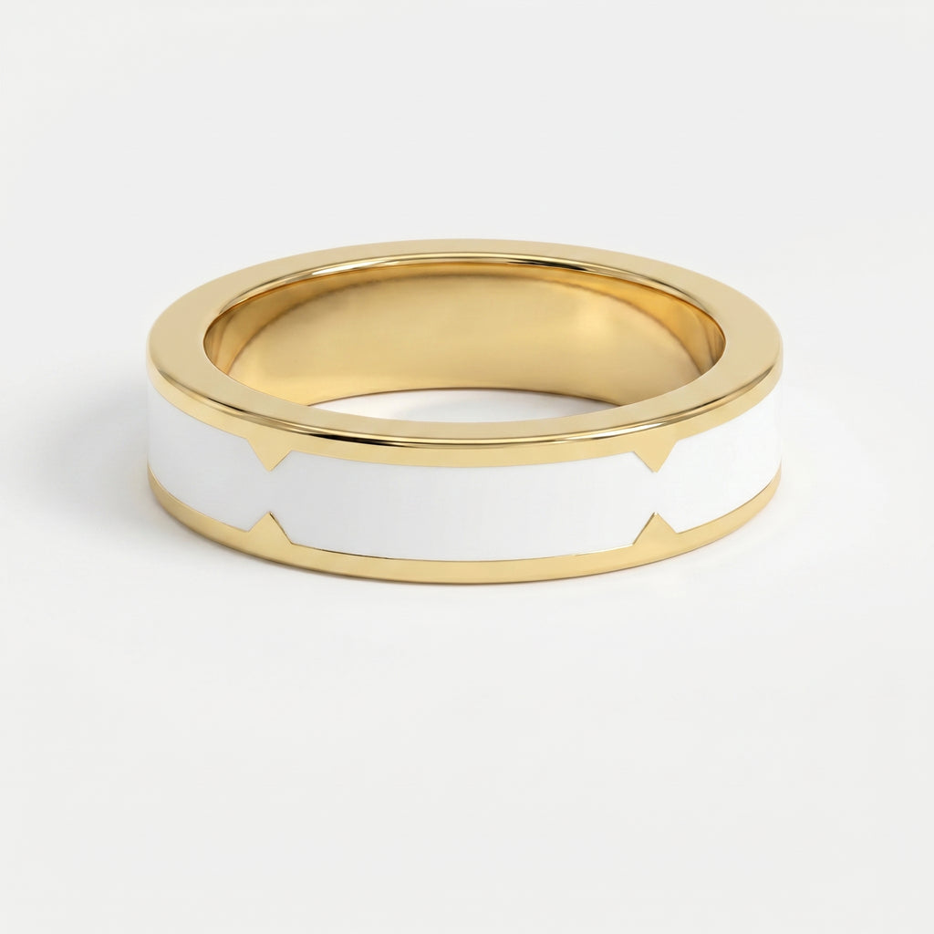 Natural Impression Wedding Band Made Of White Enamel