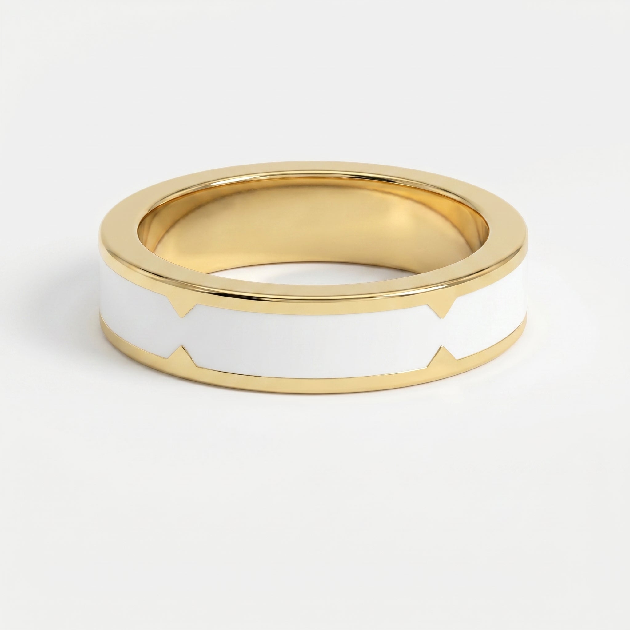 Natural Impression Wedding Band Made Of White Enamel