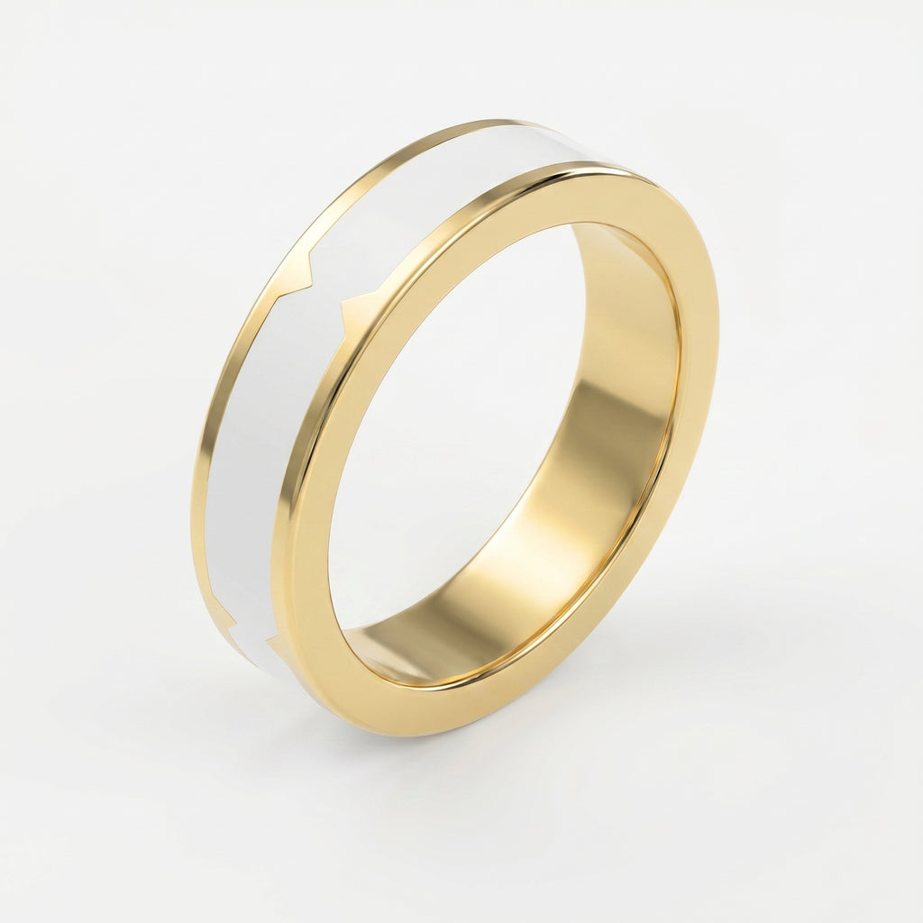 Natural Impression Wedding Band Made Of White Enamel