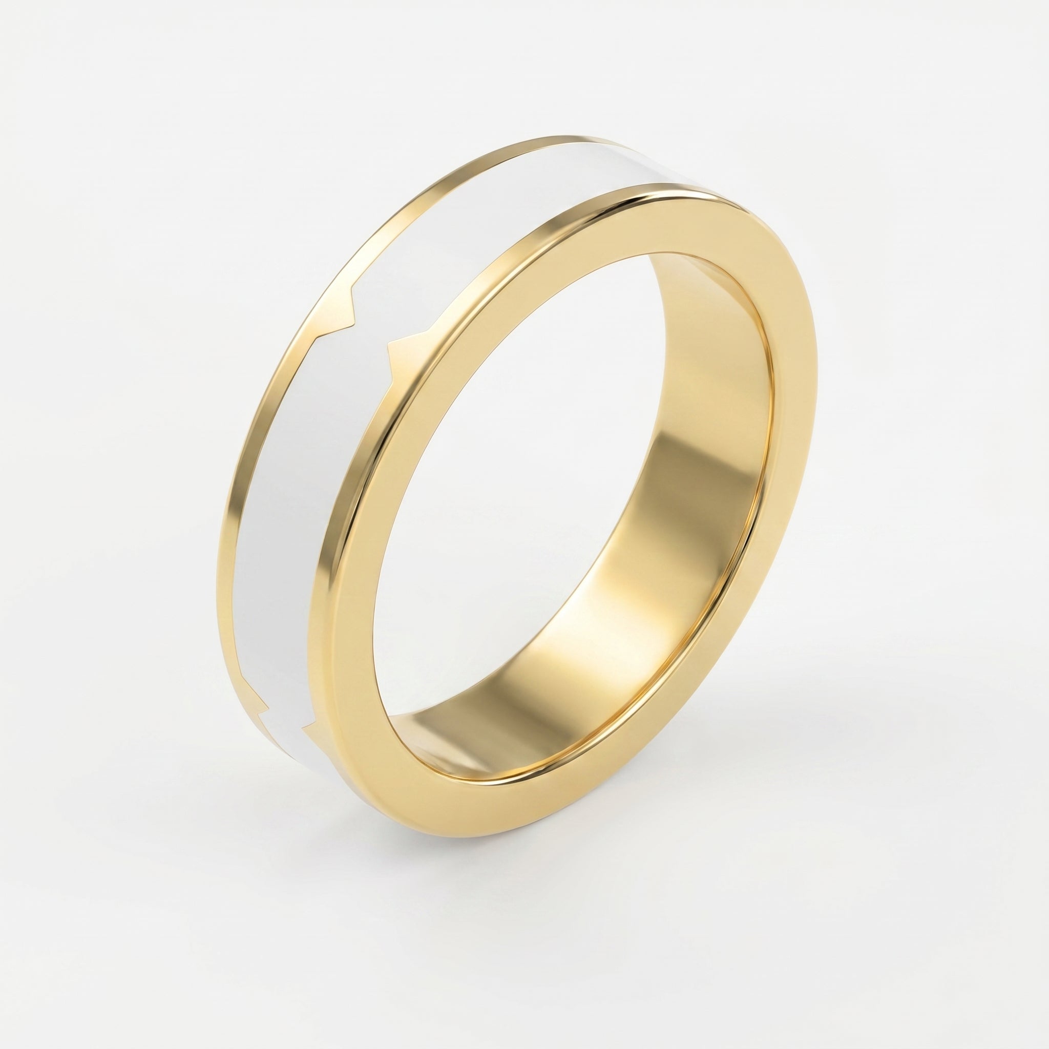 Natural Impression Wedding Band Made Of White Enamel
