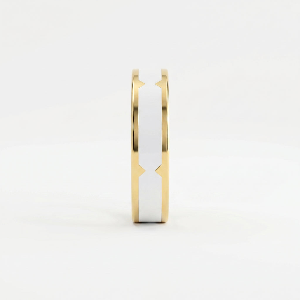 Natural Impression Wedding Band Made Of White Enamel
