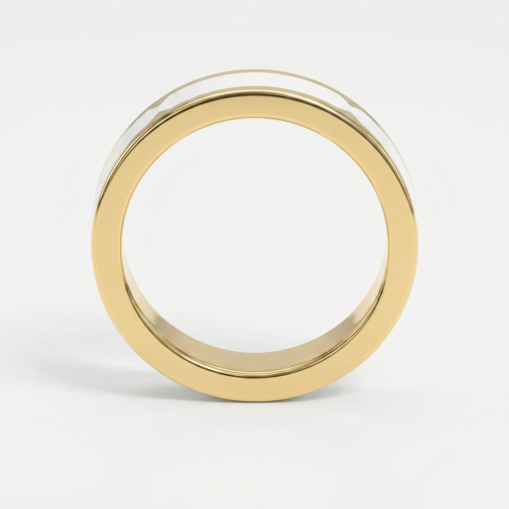 Natural Impression Wedding Band Made Of White Enamel