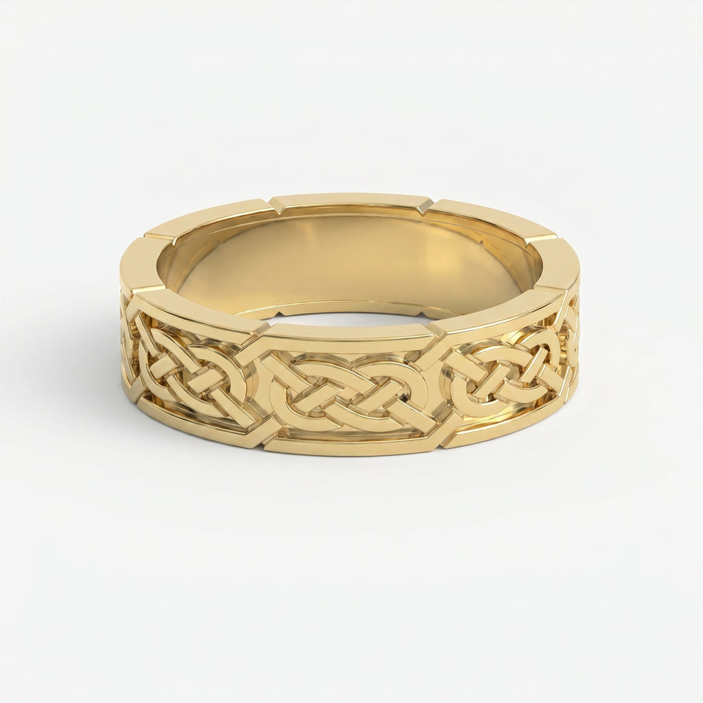 Intertwined Engraved and High Polished Metal Band