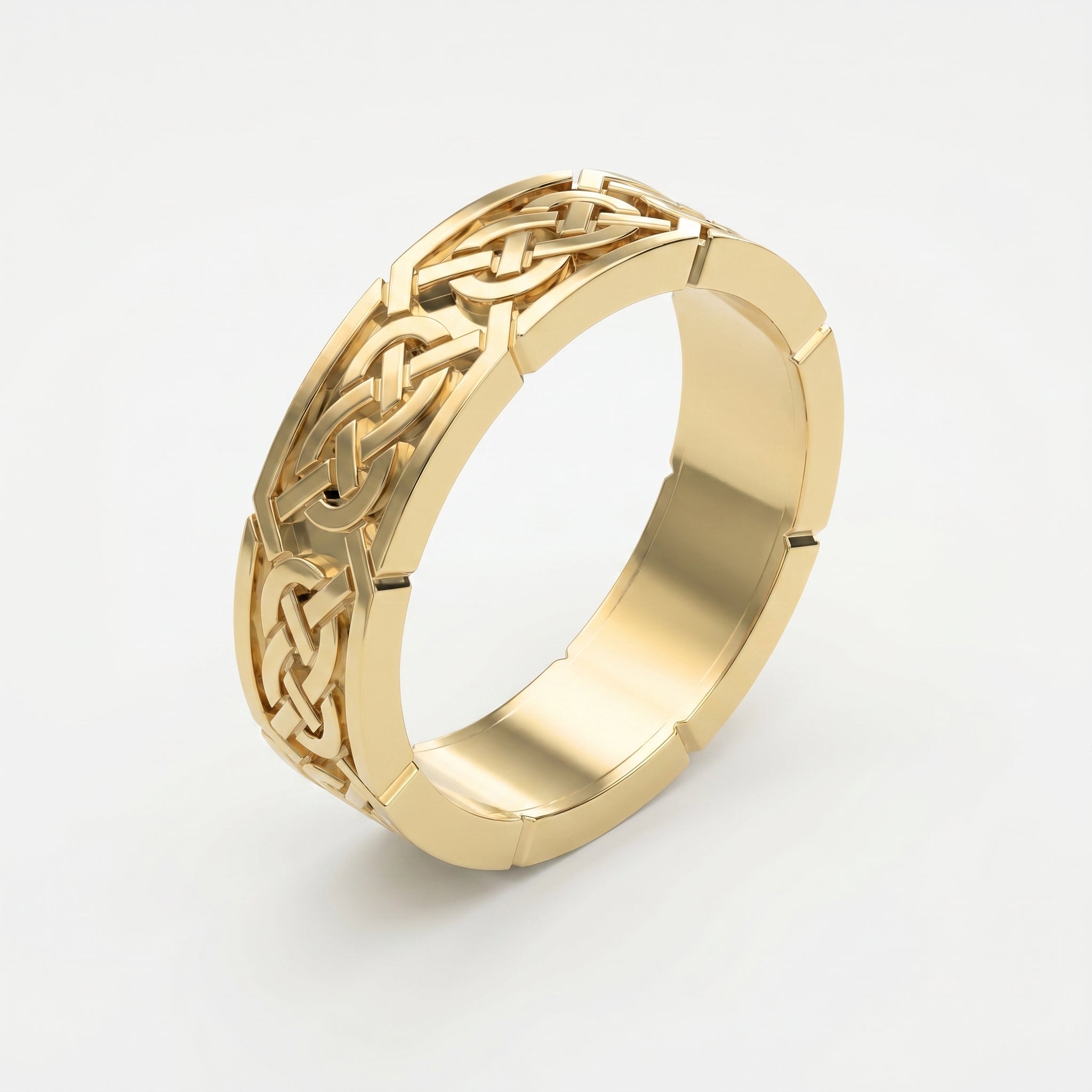 Intertwined Engraved and High Polished Metal Band