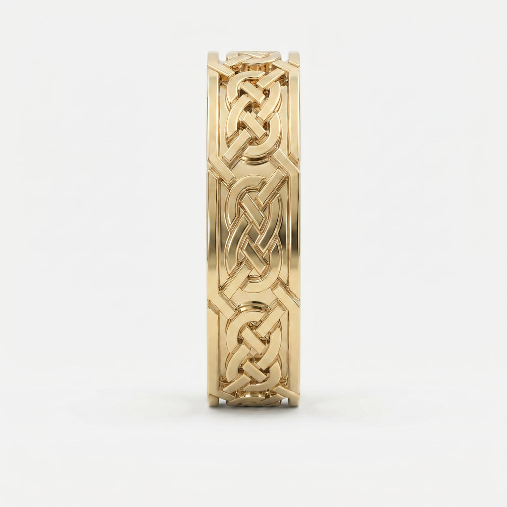 Intertwined Engraved and High Polished Metal Band