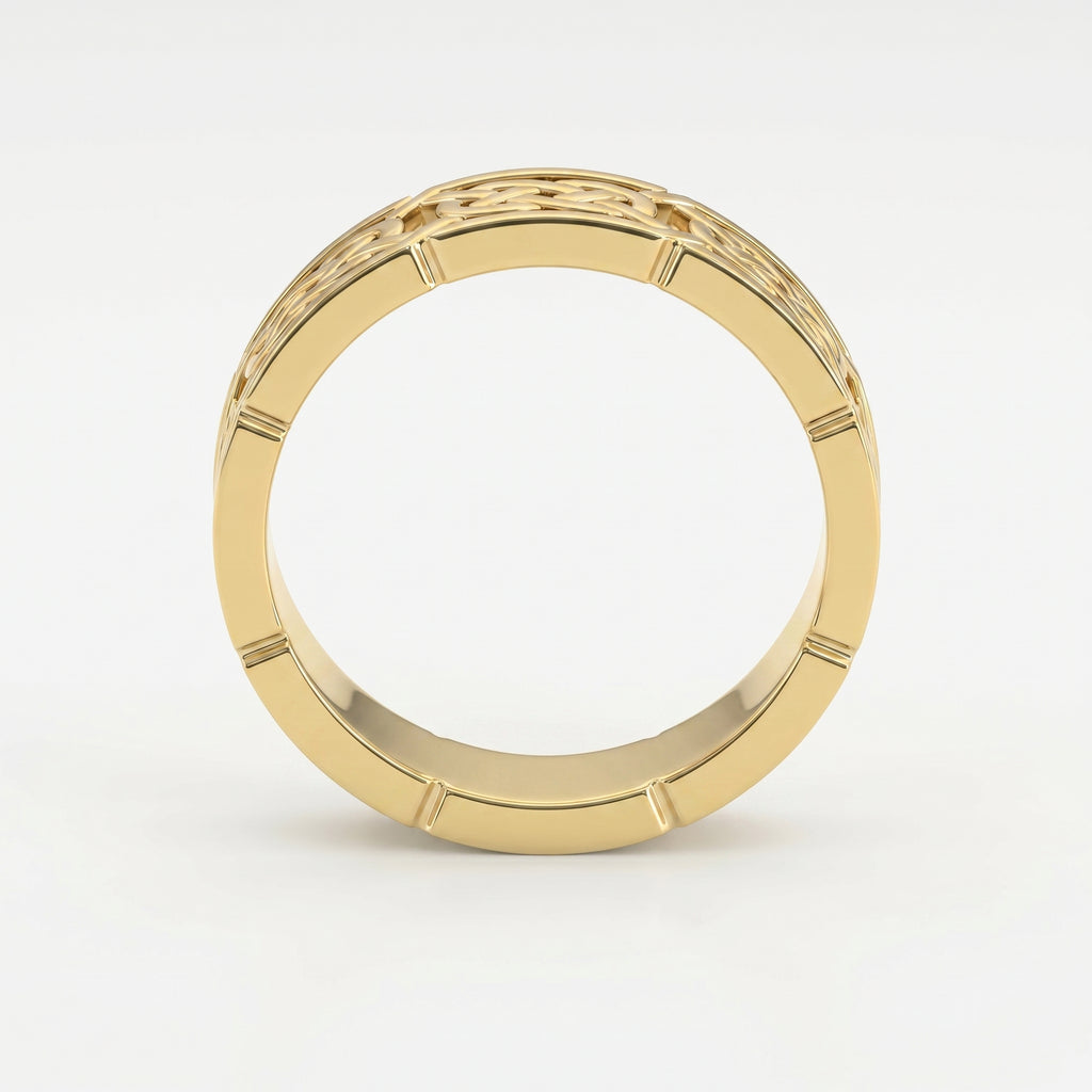 Intertwined Engraved and High Polished Metal Band