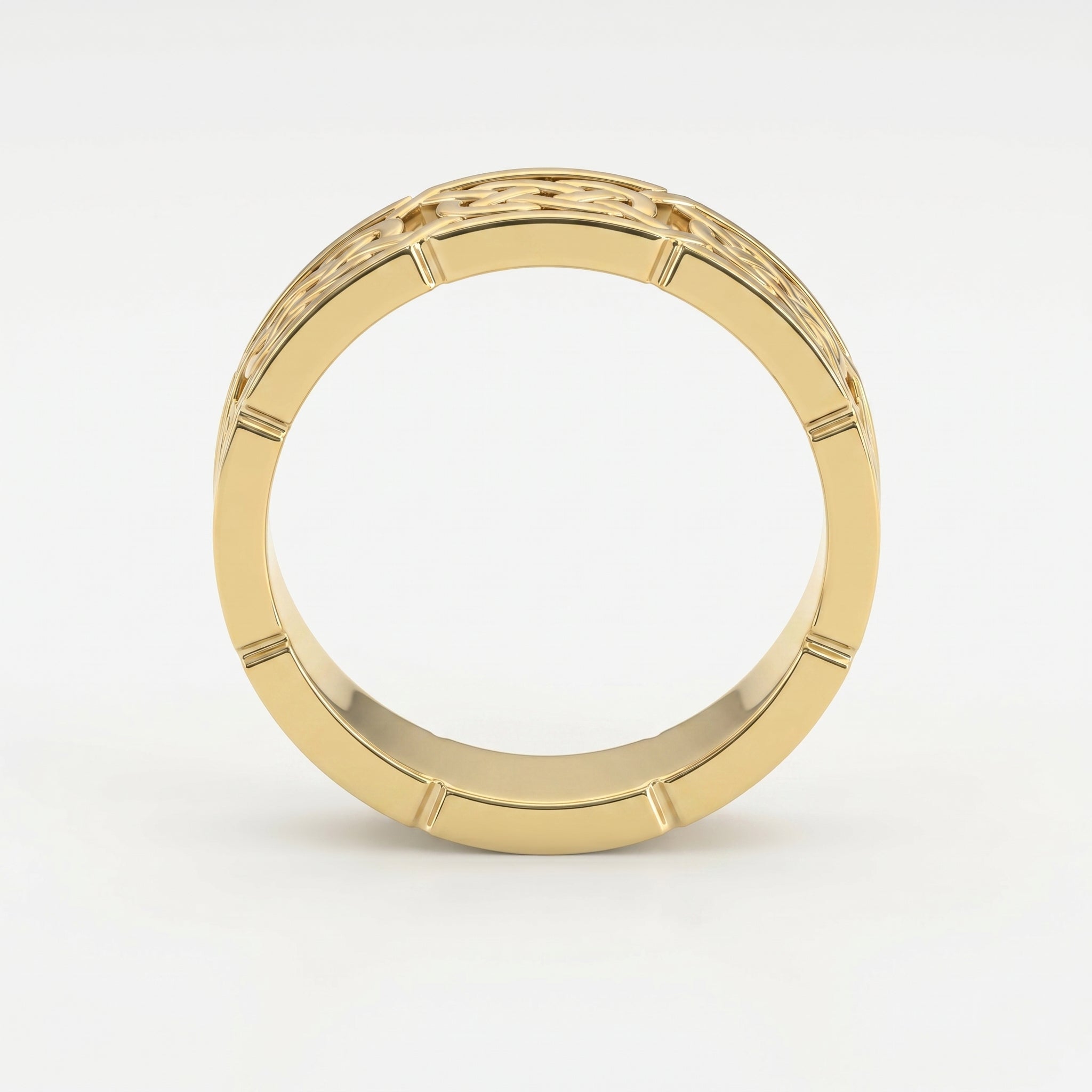 Intertwined Engraved and High Polished Metal Band