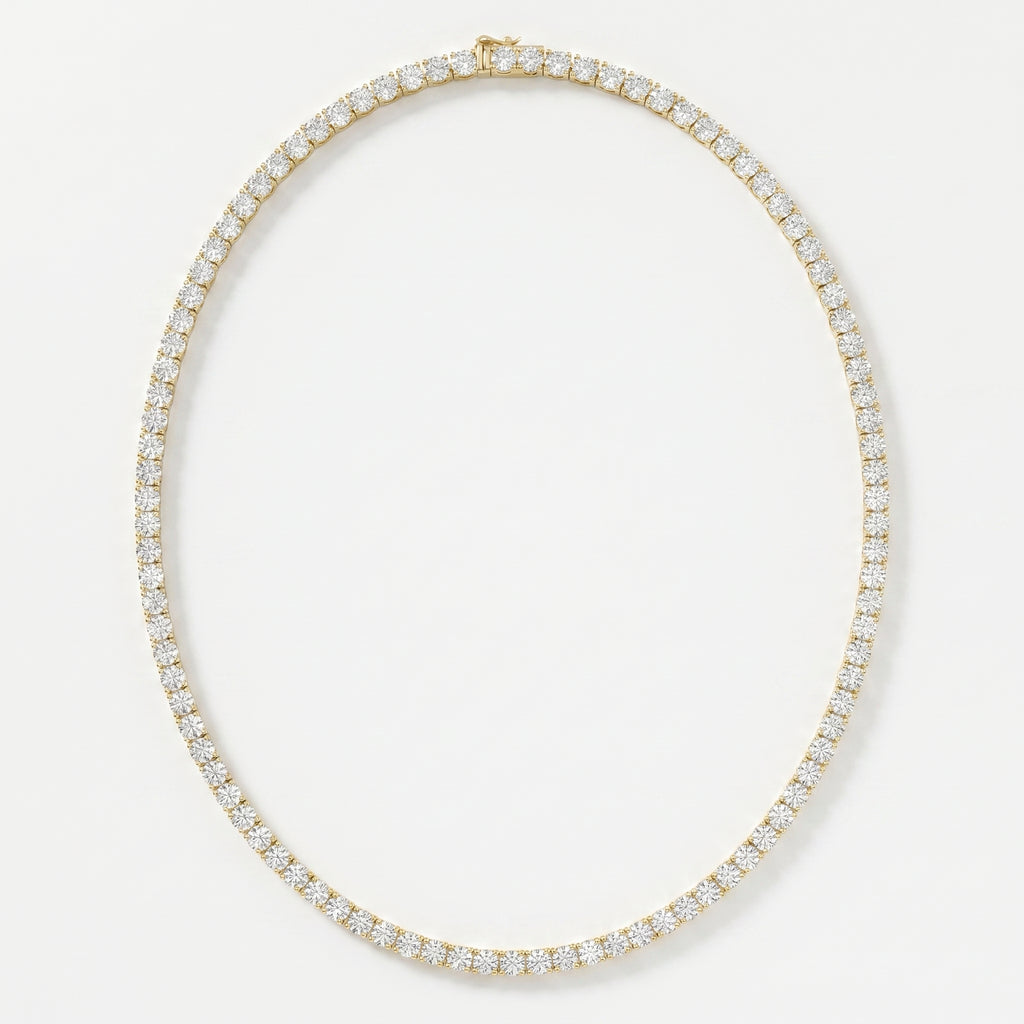 Round Brilliant Cut Diamond Tennis Necklace