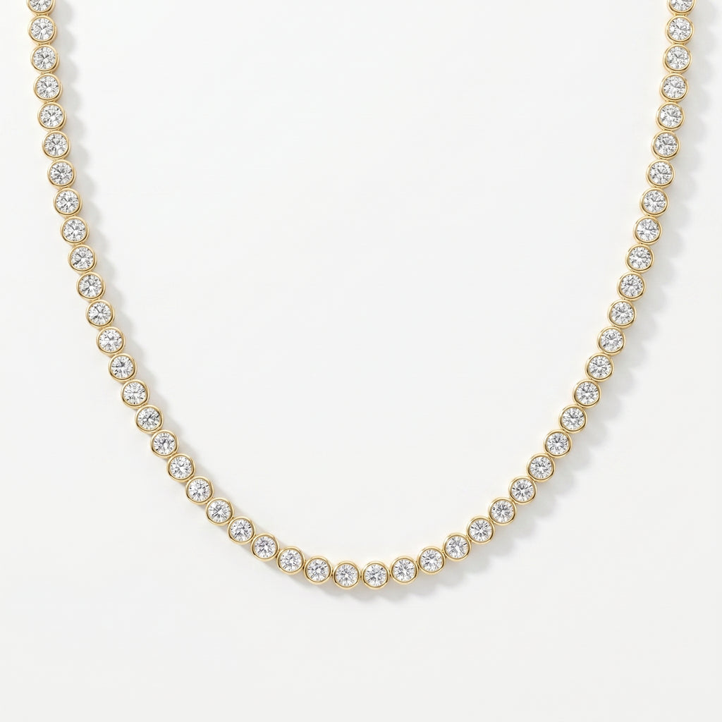 Experience timeless sparkle Round Diamond Tennis Necklace