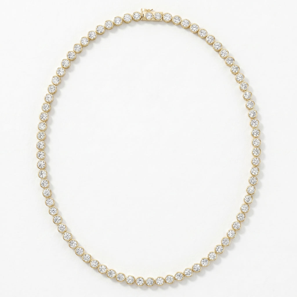Experience timeless sparkle Round Diamond Tennis Necklace