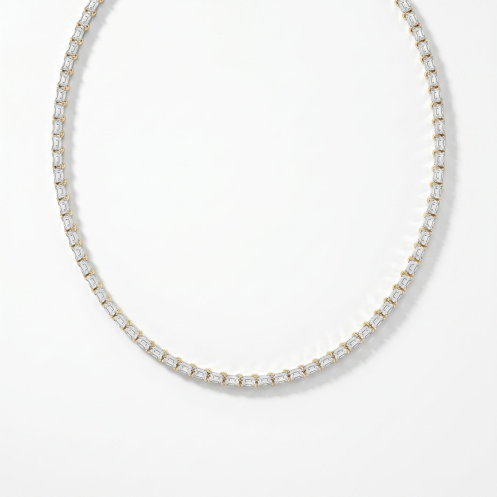 Elevate Elegance Emerald Cut Diamond Tennis Necklace