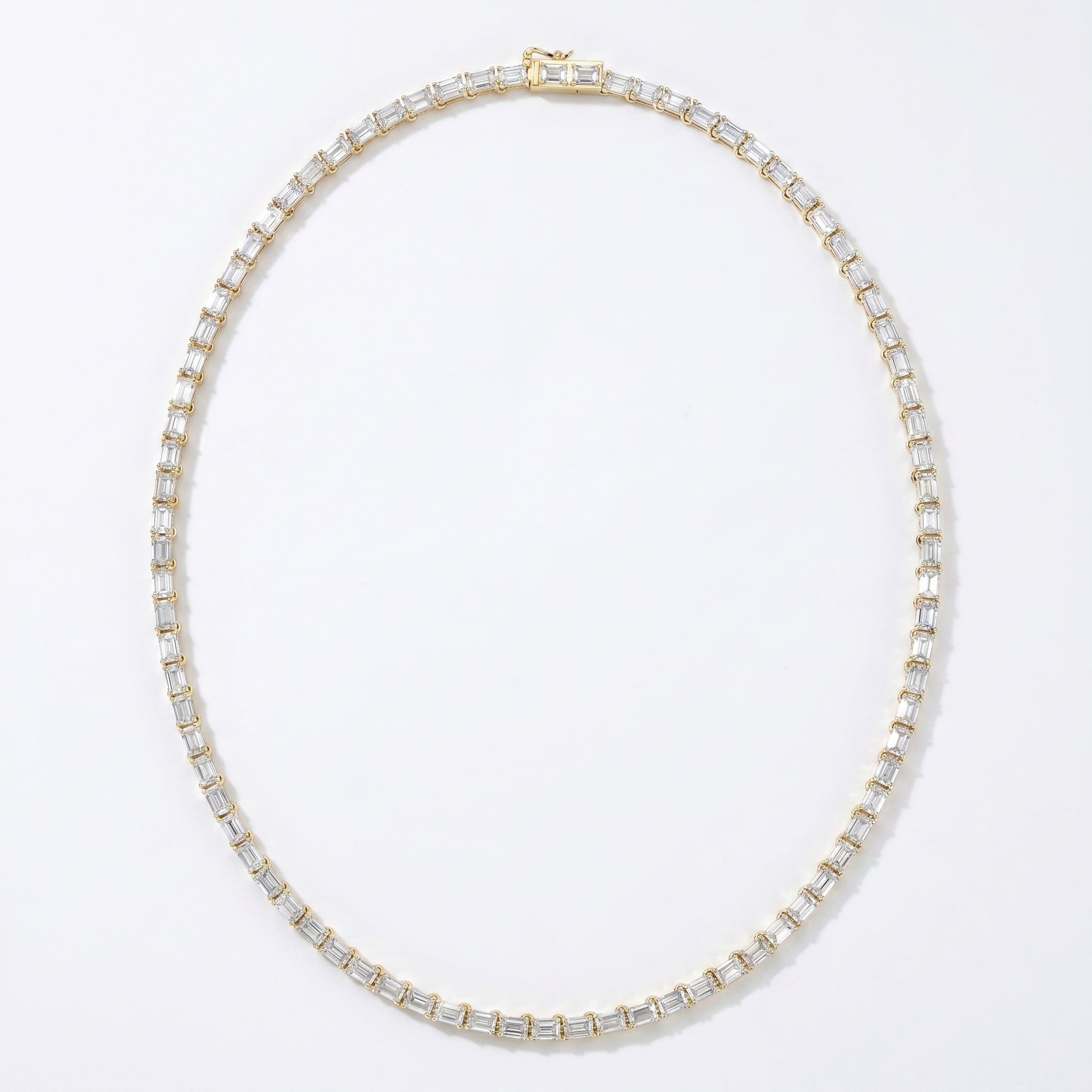 Elevate Elegance Emerald Cut Diamond Tennis Necklace