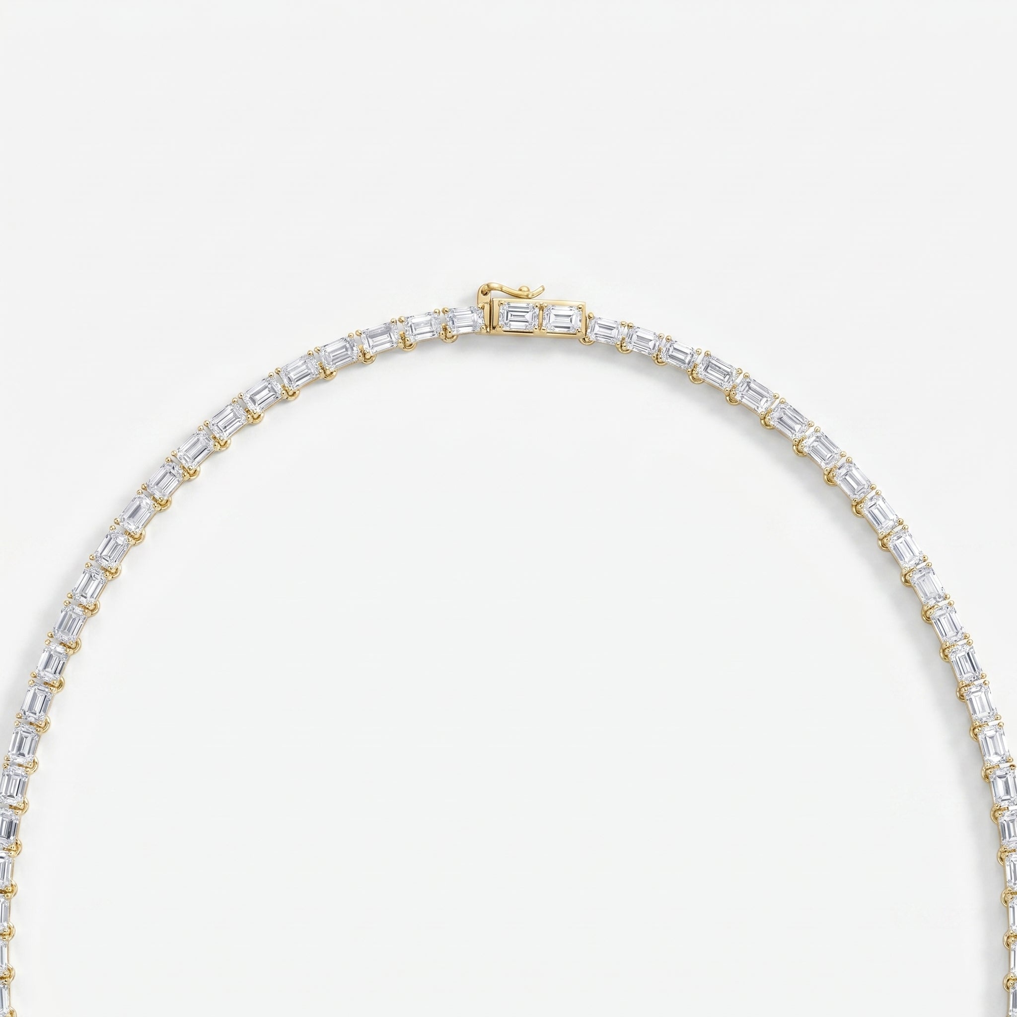 Elevate Elegance Emerald Cut Diamond Tennis Necklace