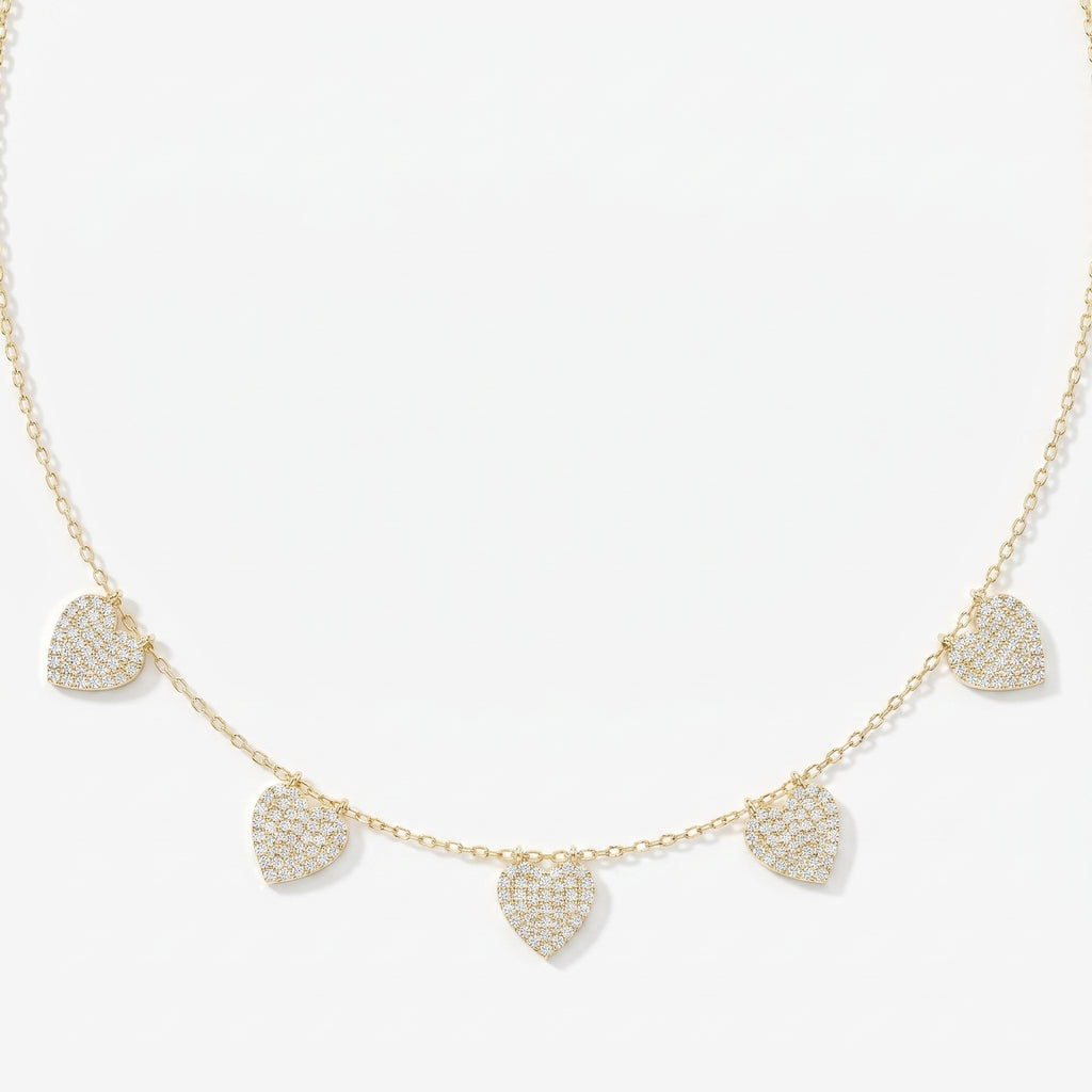 Five Hearts Dazzle Fashion Necklace