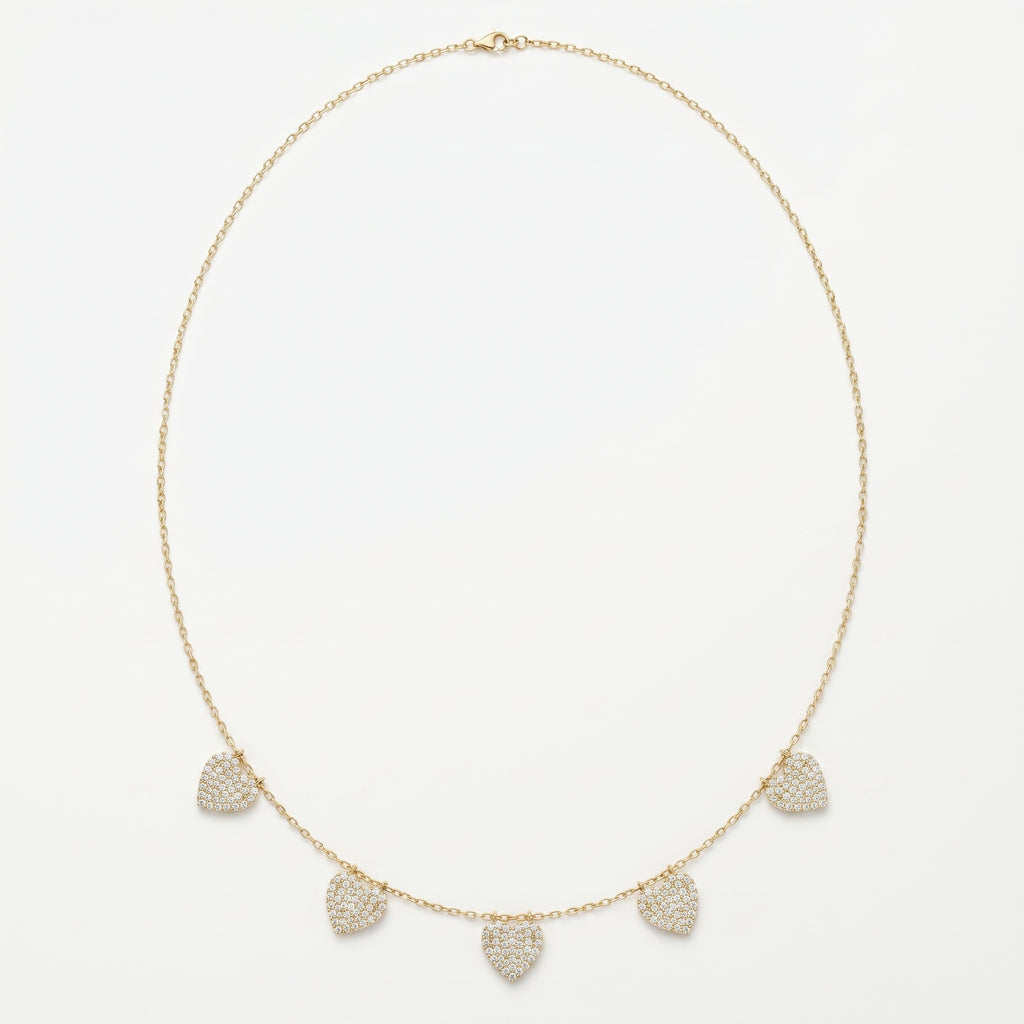 Five Hearts Dazzle Fashion Necklace