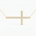 Side Way Cross Round Diamond Necklace