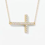Side Way Cross Round Diamond Necklace